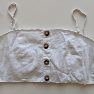 Linen white crop top F21